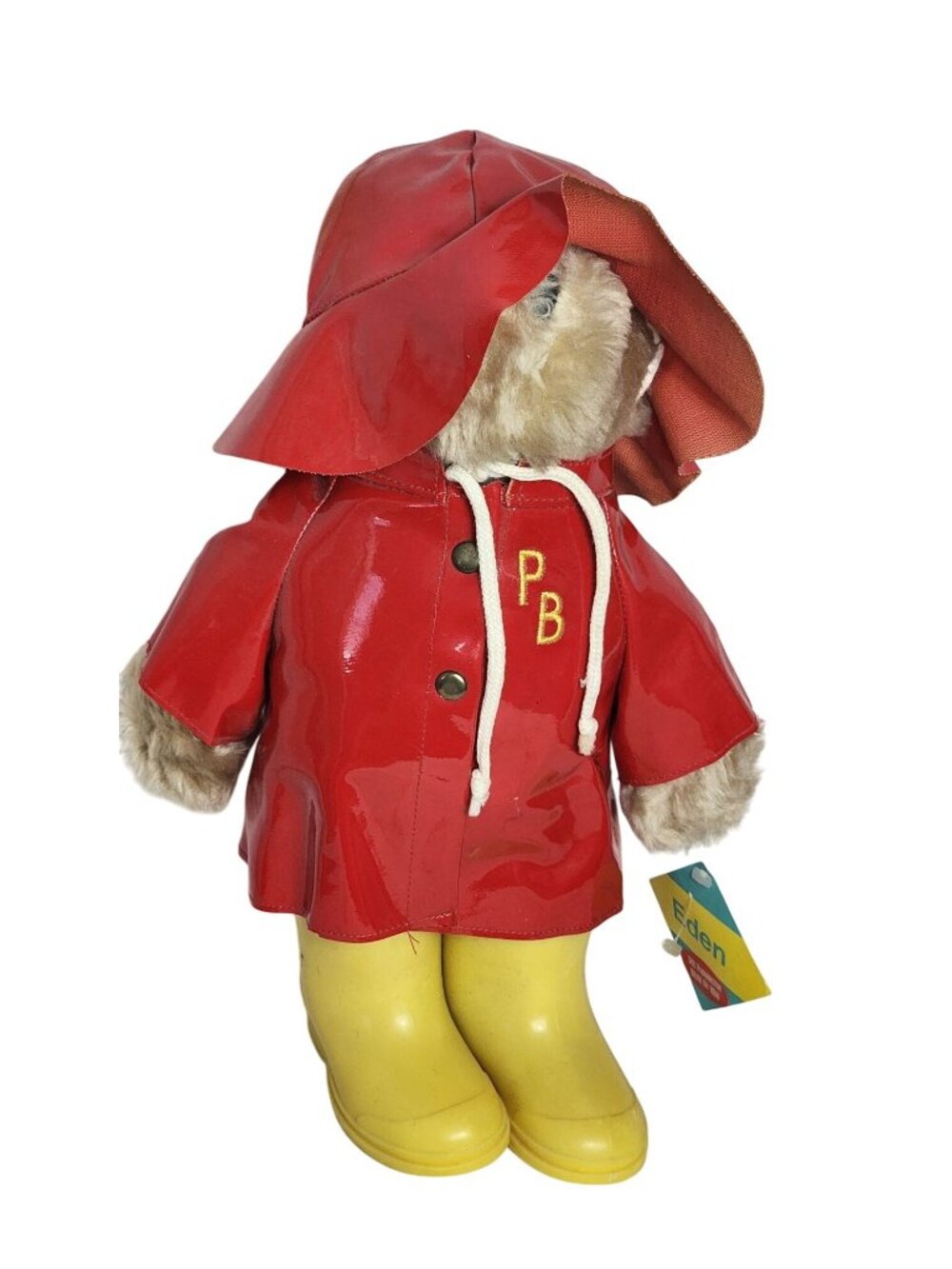 Vintage Eden Toys Paddington Bear 1981 Made in Korea Stuffed Bear Red Raincoat #